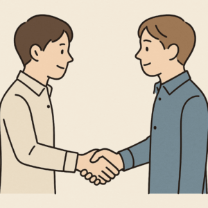 RCWが顧客と握手するイラスト