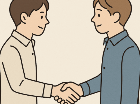RCWが顧客と握手するイラスト